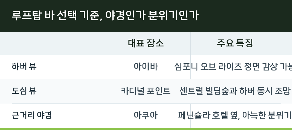 루프탑 바 선택 기준, 야경인가 분위기인가
