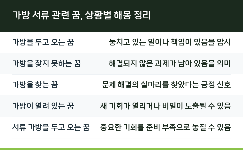 가방 서류 관련 꿈, 상황별 해몽 정리