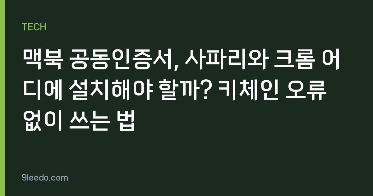 맥북 공동인증서, 사파리와 크롬 어디에 설치해야 할까? 키체인 오류 없이 쓰는 법