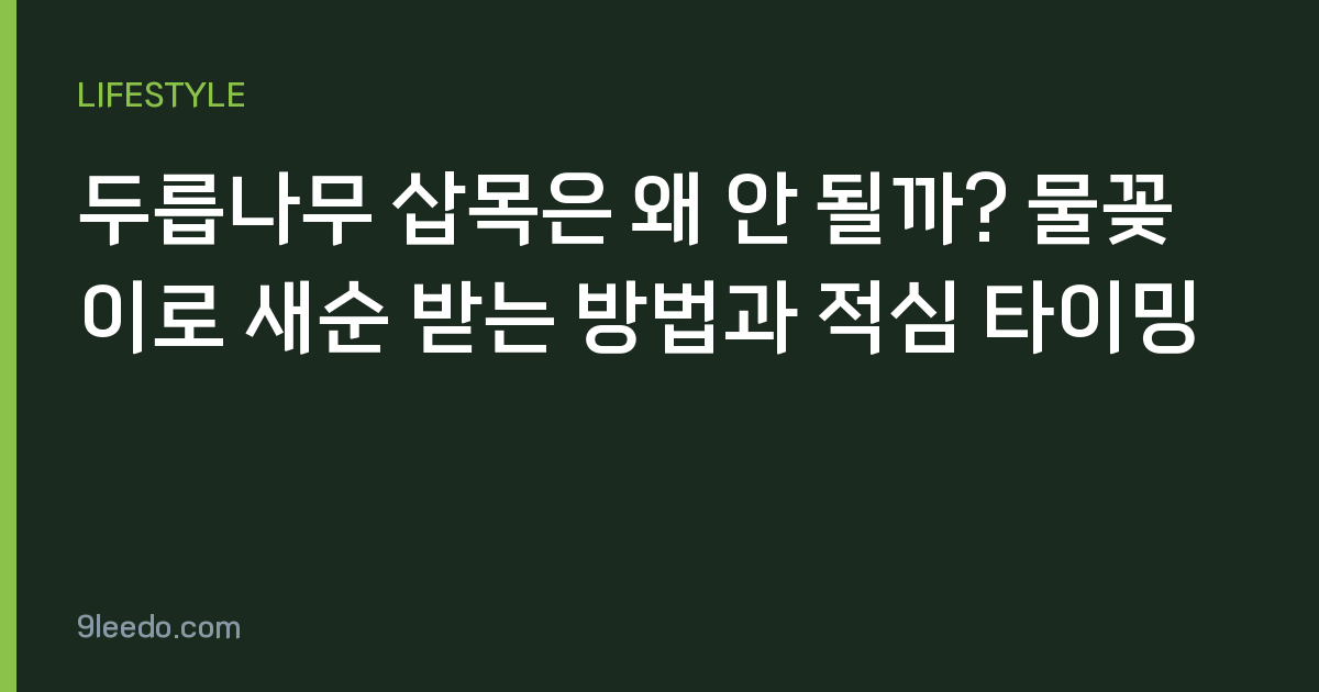 두릅나무 삽목은 왜 안 될까? 물꽂이로 새순 받는 방법과 적심 타이밍