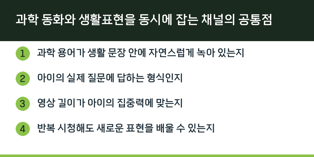 과학 동화와 생활표현을 동시에 잡는 채널의 공통점