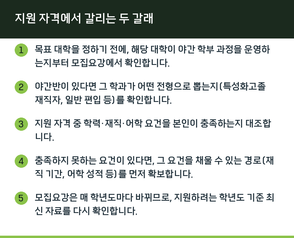 지원 자격에서 갈리는 두 갈래