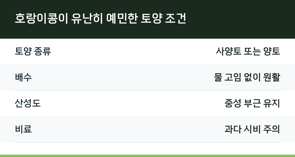 호랑이콩이 유난히 예민한 토양 조건