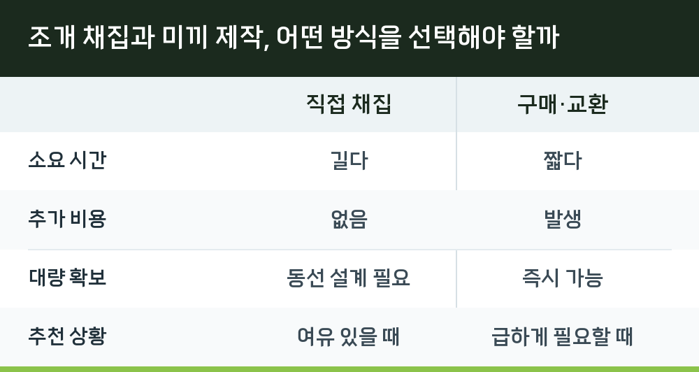 조개 채집과 미끼 제작, 어떤 방식을 선택해야 할까