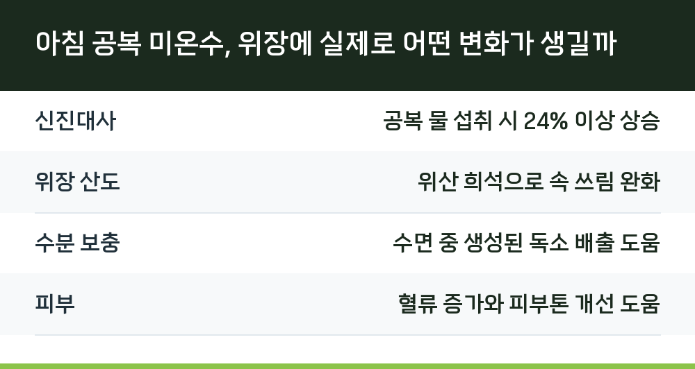 아침 공복 미온수, 위장에 실제로 어떤 변화가 생길까