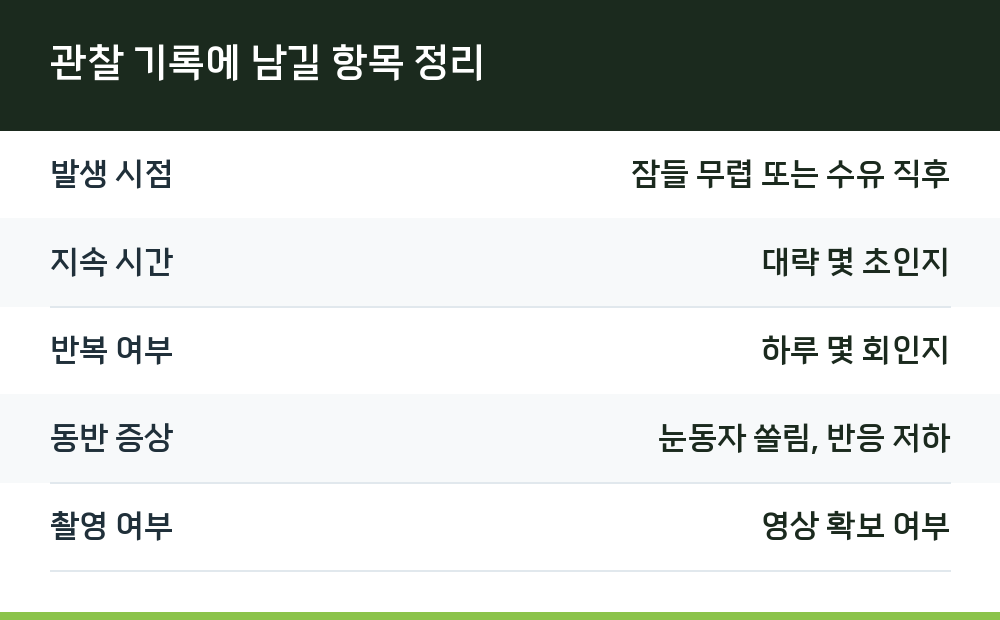 관찰 기록에 남길 항목 정리