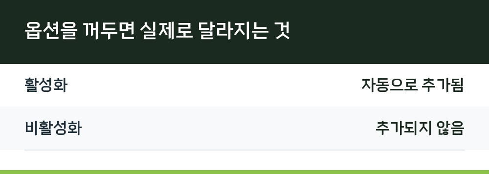 옵션을 꺼두면 실제로 달라지는 것