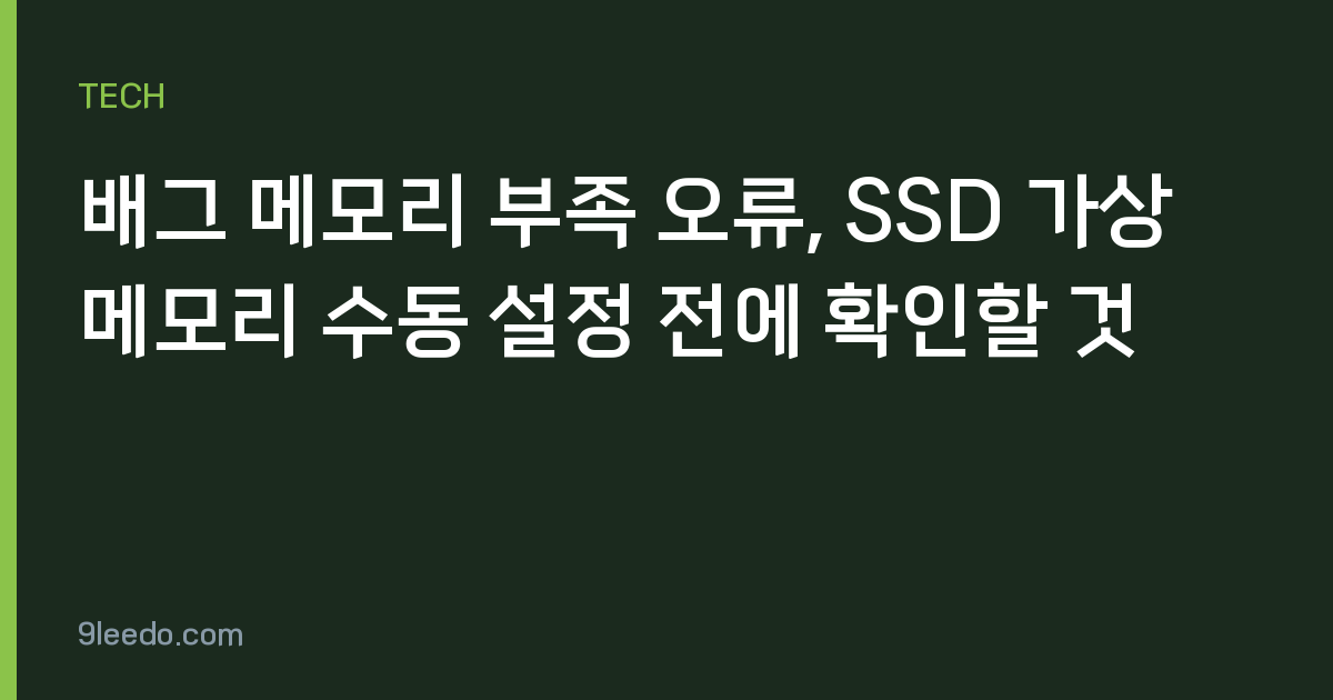 배그 메모리 부족 오류, SSD 가상 메모리 수동 설정 전에 확인할 것