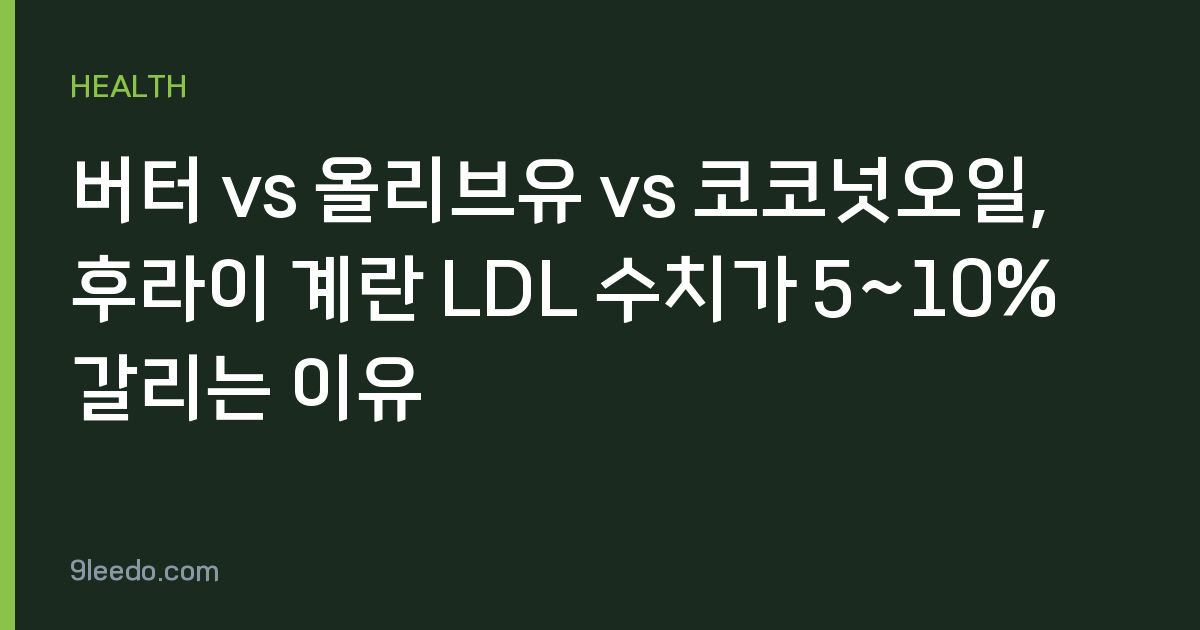 버터 vs 올리브유 vs 코코넛오일, 후라이 계란 LDL 수치가 5~10% 갈리는 이유