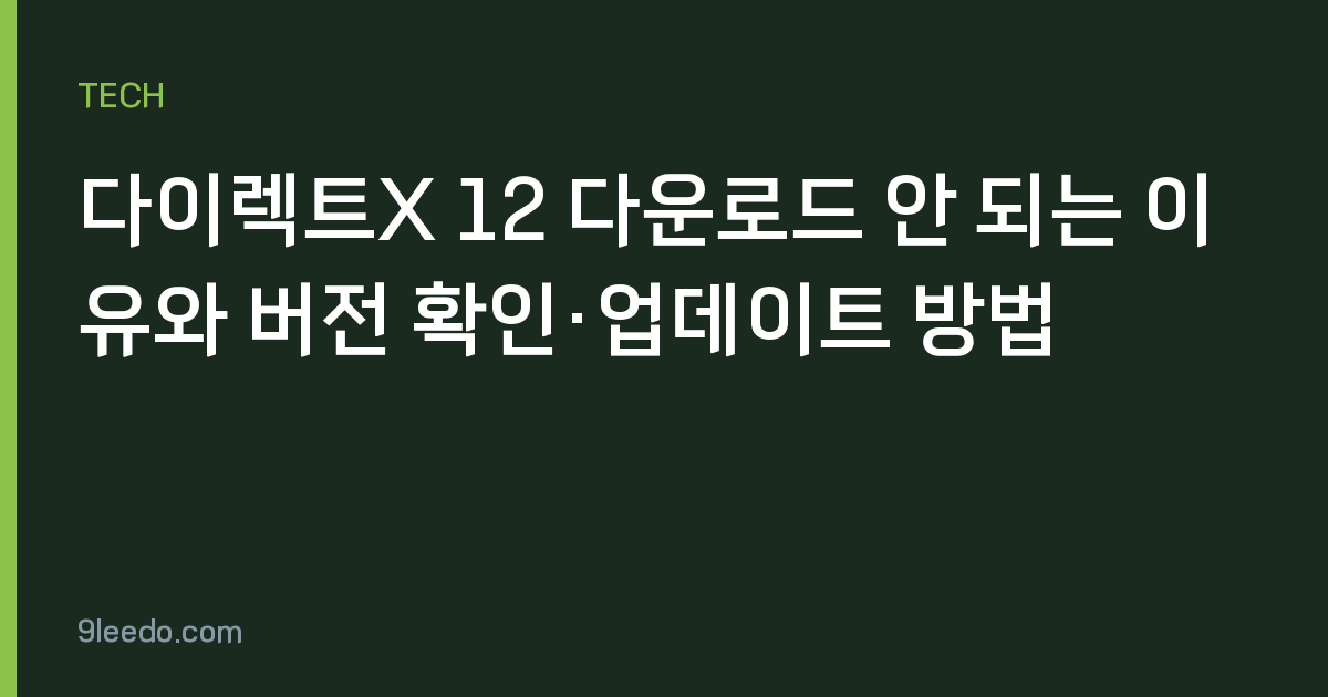 다이렉트X 12 다운로드 안 되는 이유와 버전 확인·업데이트 방법