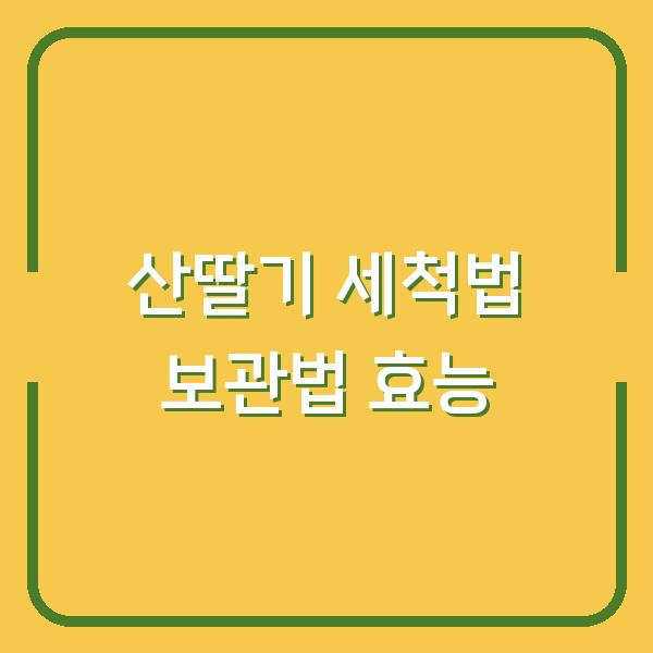 산딸기 세척법 보관법 효능