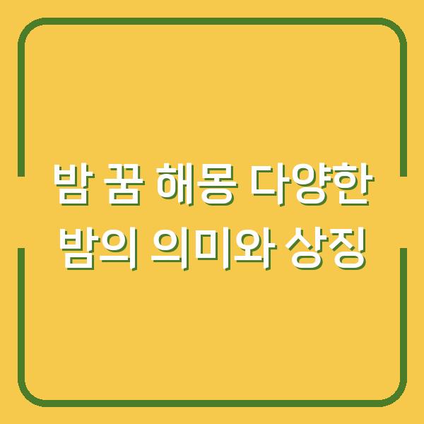 밤 꿈 해몽 다양한 밤의 의미와 상징
