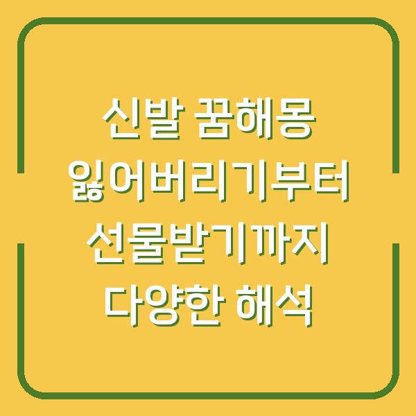 신발 꿈해몽 잃어버리기부터 선물받기까지 다양한 해석
