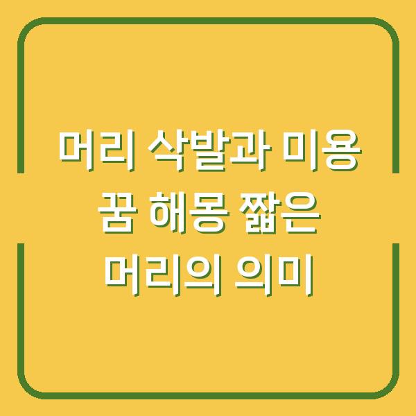 머리 삭발과 미용 꿈 해몽 짧은 머리의 의미