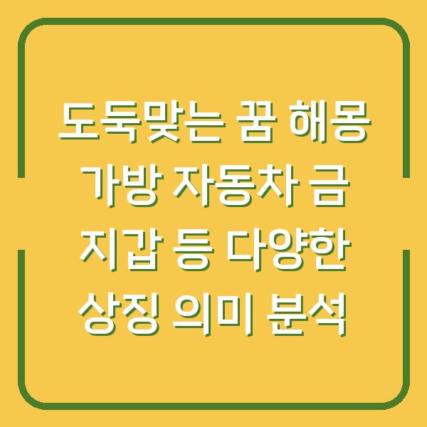 도둑맞는 꿈 해몽 가방 자동차 금 지갑 등 다양한 상징 의미 분석