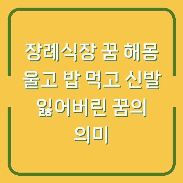 장례식장 꿈 해몽 울고 밥 먹고 신발 잃어버린 꿈의 의미
