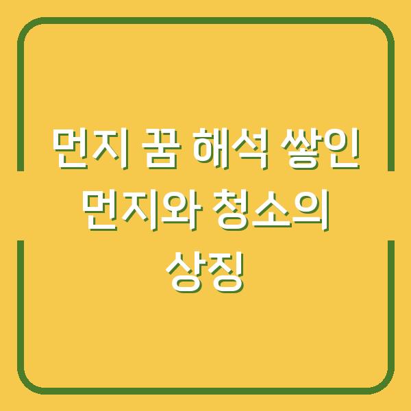 먼지 꿈 해석 쌓인 먼지와 청소의 상징