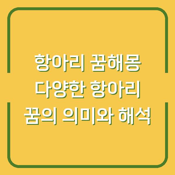 항아리 꿈해몽 다양한 항아리 꿈의 의미와 해석