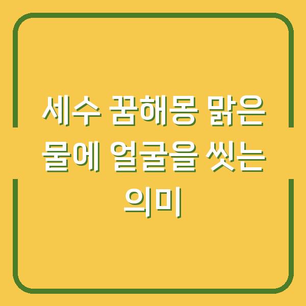 세수 꿈해몽 맑은 물에 얼굴을 씻는 의미