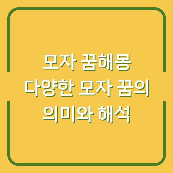 모자 꿈해몽 다양한 모자 꿈의 의미와 해석