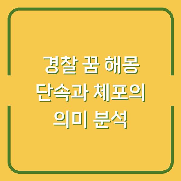 경찰 꿈 해몽 단속과 체포의 의미 분석
