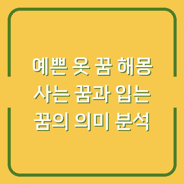 예쁜 옷 꿈 해몽 사는 꿈과 입는 꿈의 의미 분석