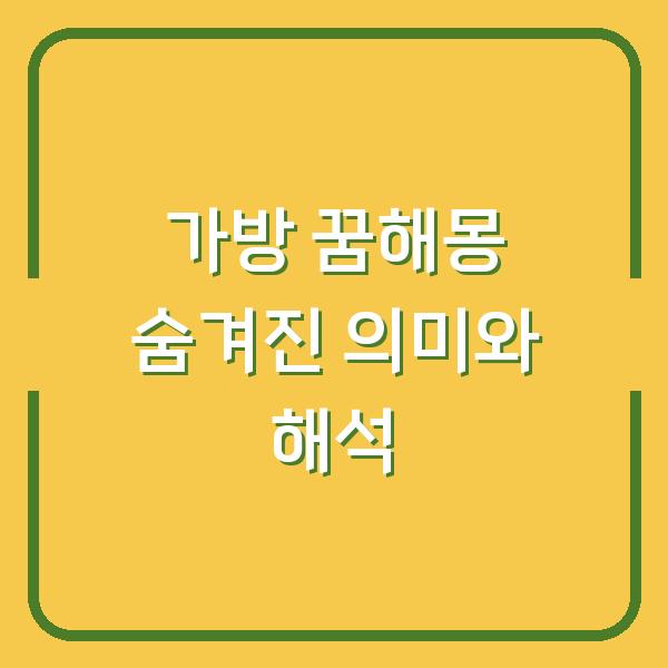 가방 꿈해몽 숨겨진 의미와 해석