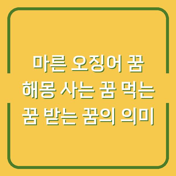 마른 오징어 꿈 해몽 사는 꿈 먹는 꿈 받는 꿈의 의미