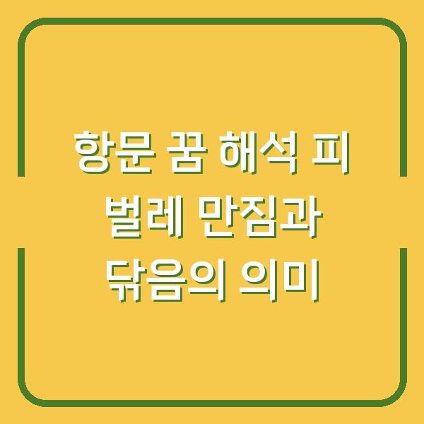 항문 꿈 해석 피 벌레 만짐과 닦음의 의미