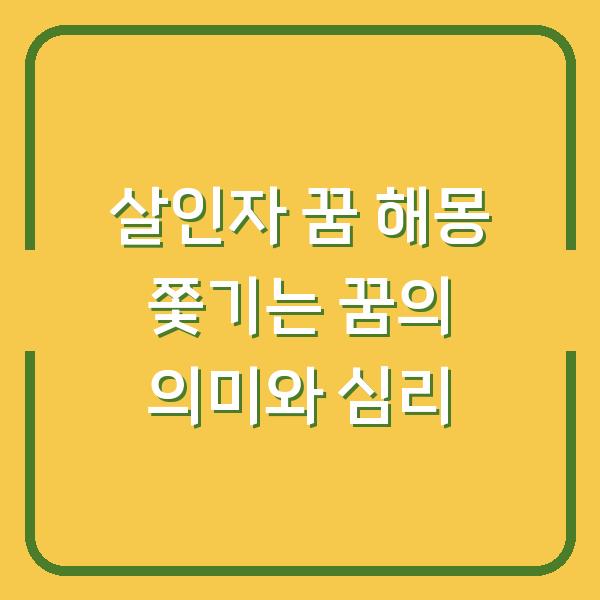 살인자 꿈 해몽 쫓기는 꿈의 의미와 심리