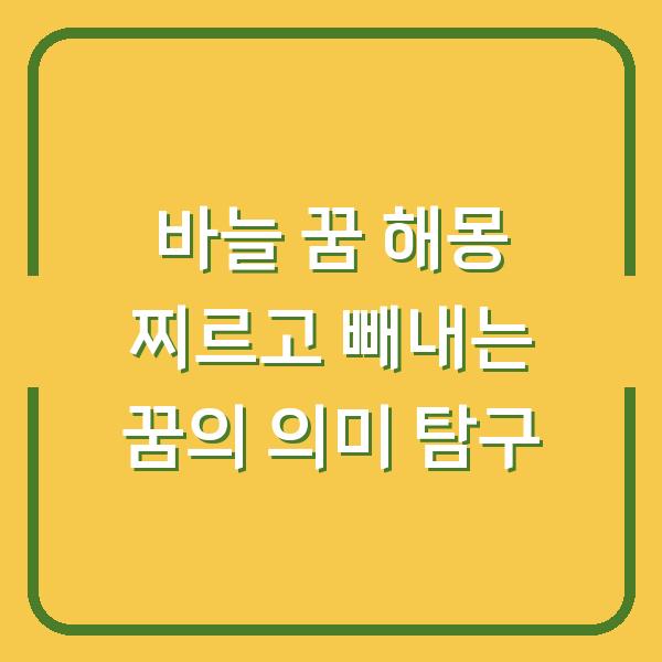바늘 꿈 해몽 찌르고 빼내는 꿈의 의미 탐구