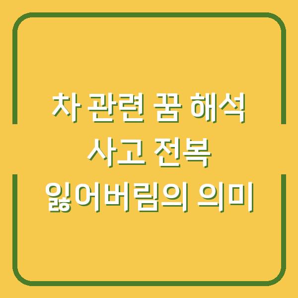차 관련 꿈 해석 사고 전복 잃어버림의 의미