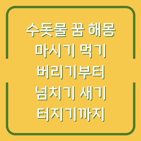 수돗물 꿈 해몽 마시기 먹기 버리기부터 넘치기 새기 터지기까지