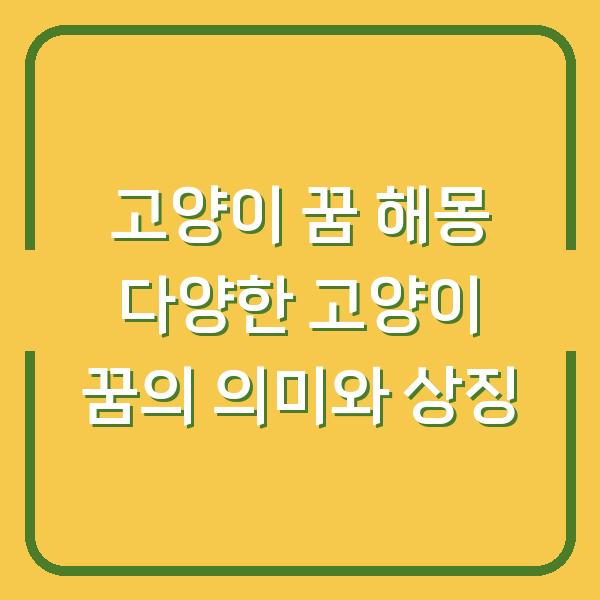 고양이 꿈 해몽 다양한 고양이 꿈의 의미와 상징