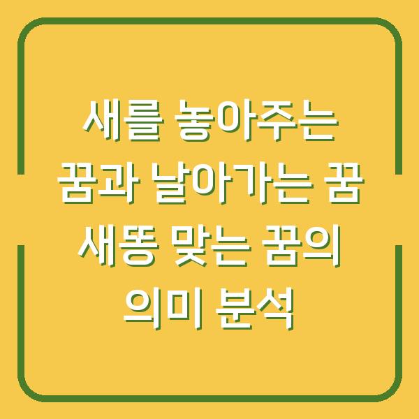 새를 놓아주는 꿈과 날아가는 꿈 새똥 맞는 꿈의 의미 분석