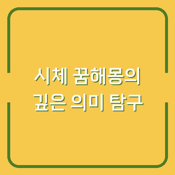 시체 꿈해몽의 깊은 의미 탐구