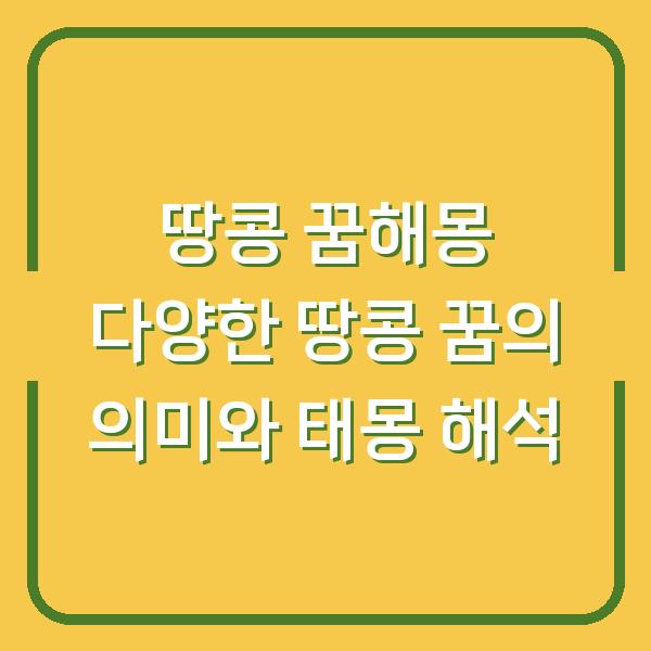 땅콩 꿈해몽 다양한 땅콩 꿈의 의미와 태몽 해석