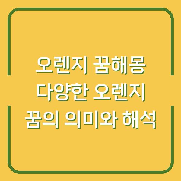 오렌지 꿈해몽 다양한 오렌지 꿈의 의미와 해석