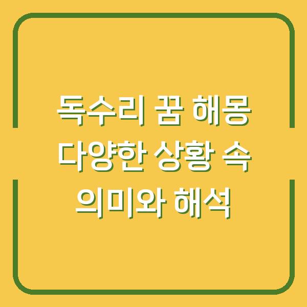 독수리 꿈 해몽 다양한 상황 속 의미와 해석