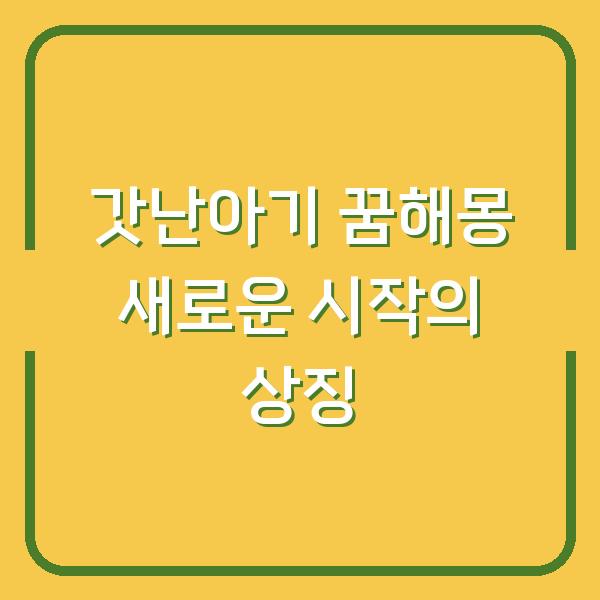 갓난아기 꿈해몽 새로운 시작의 상징