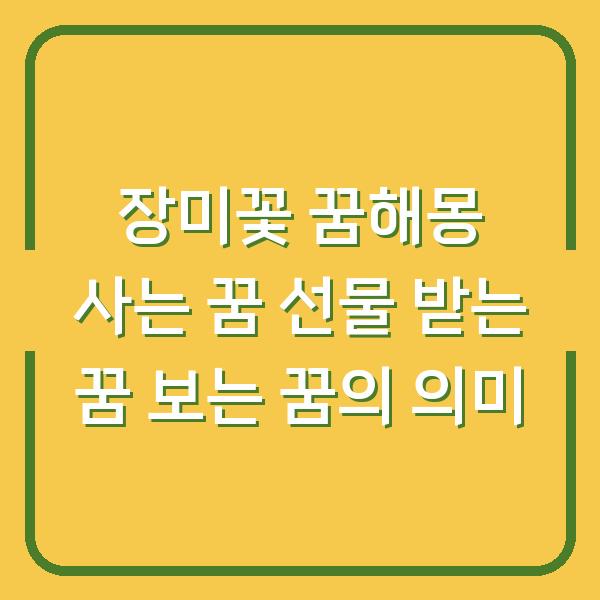 장미꽃 꿈해몽 사는 꿈 선물 받는 꿈 보는 꿈의 의미
