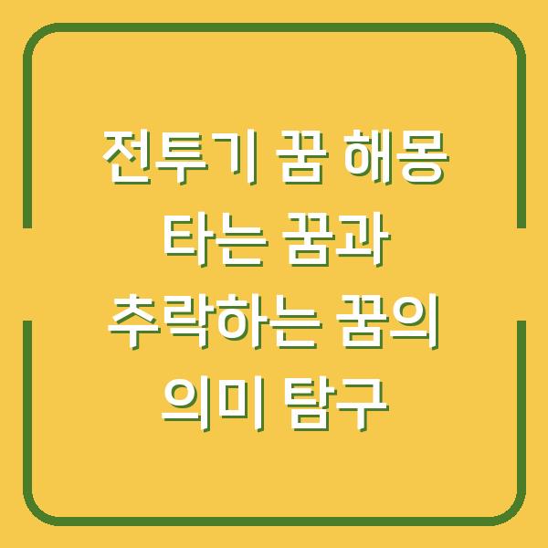 전투기 꿈 해몽 타는 꿈과 추락하는 꿈의 의미 탐구