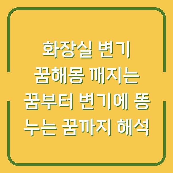 화장실 변기 꿈해몽 깨지는 꿈부터 변기에 똥 누는 꿈까지 해석
