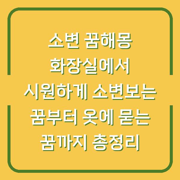 소변 꿈해몽 화장실에서 시원하게 소변보는 꿈부터 옷에 묻는 꿈까지 총정리