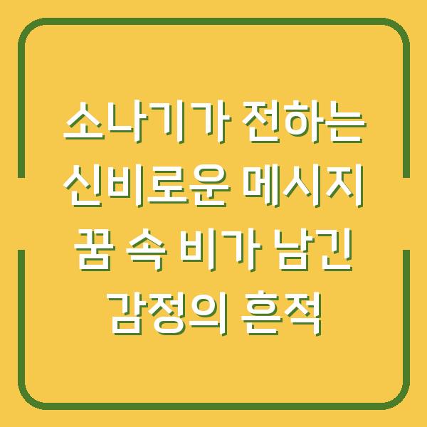 소나기가 전하는 신비로운 메시지 꿈 속 비가 남긴 감정의 흔적