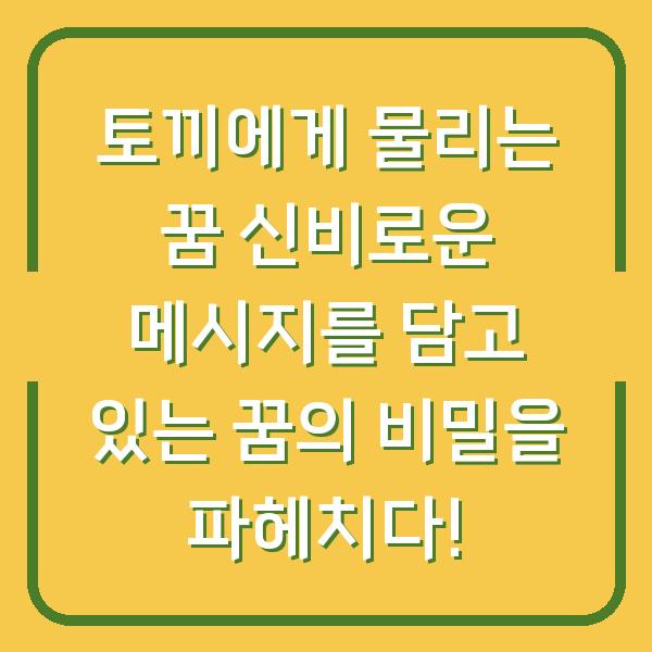 토끼에게 물리는 꿈 신비로운 메시지를 담고 있는 꿈의 비밀을 파헤치다!