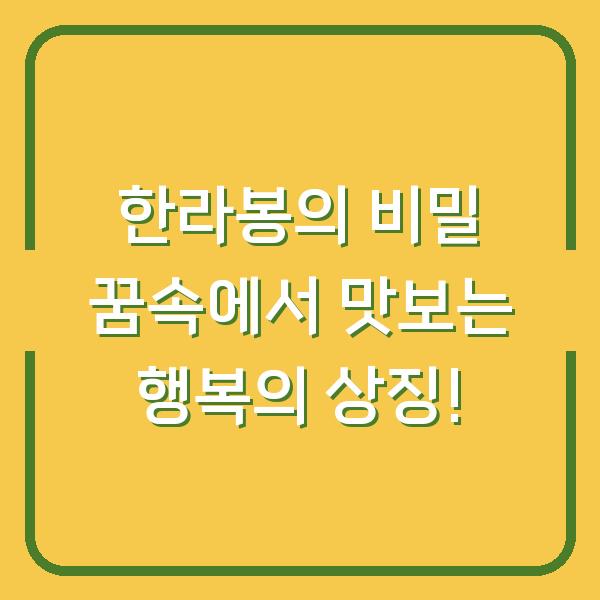 한라봉의 비밀 꿈속에서 맛보는 행복의 상징!