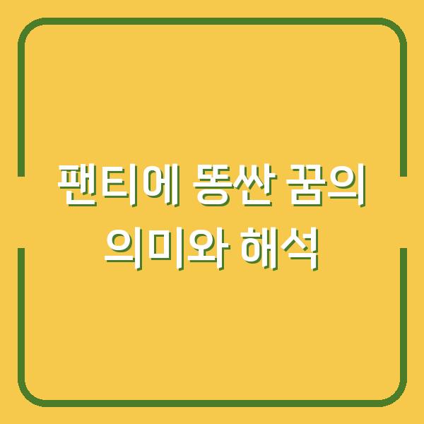 팬티에 똥싼 꿈의 의미와 해석