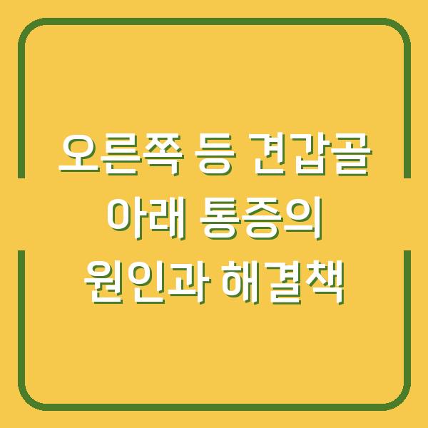오른쪽 등 견갑골 아래 통증의 원인과 해결책