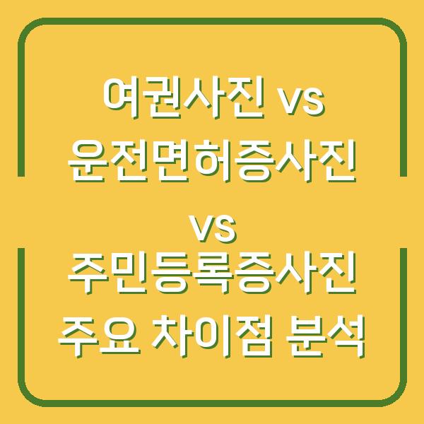 여권사진 vs 운전면허증사진 vs 주민등록증사진 주요 차이점 분석